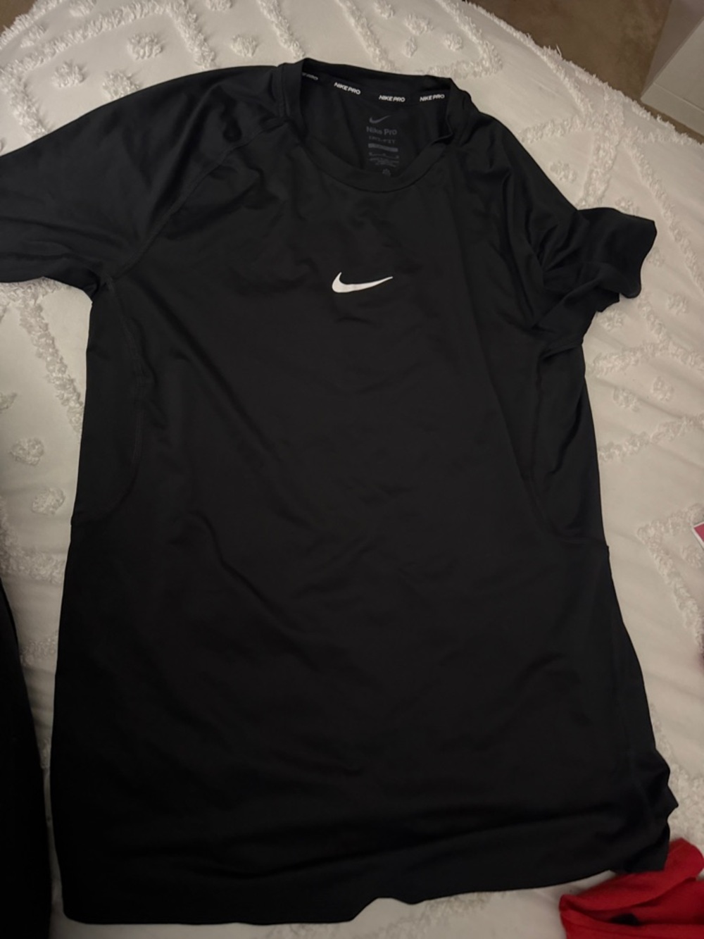 Nike Black Short-Sleeve Crew Performance Tee with White Swoosh
